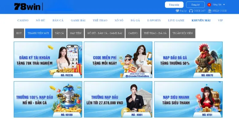 Khuyến mãi đăng ký 78WIN